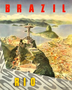 Original vintage travel poster for Brazil, Rio de Janeiro
